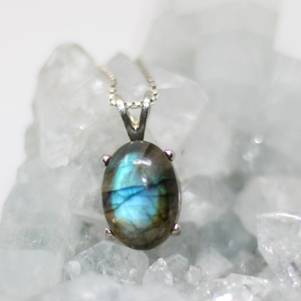 Natural Labradorite Necklace 925 Sterling Silver Necklaces Handmade Jewelry